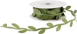 Лента декоративная (2,5 см*10,97 м) Изящные листья, Зеленый, 1 шт.