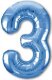 Шар (40''/102 см) Цифра, 3 Slim, Синий, 1 шт. в уп.