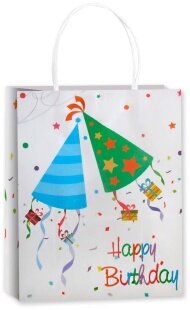 Пакет подарочный, Крафт 120гр, Happy Birthday, Дизайн №1, 33*25,5*12,5 см, 1 шт.