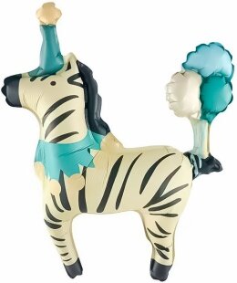 Шар с клапаном (15''/38 см) Мини-фигура, Цирк, Зебра в колпачке, 5 шт.