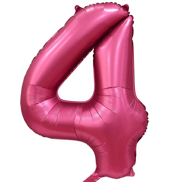 Шар (34''/86 см) Цифра, 4, Бордовый, Сатин, 1 шт. в упак.