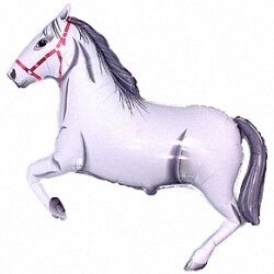 Шар (16''/41 см) Мини-фигура, Лошадь, Белый, 5 шт.