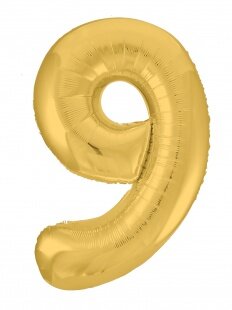 Шар (40''/102 см) Цифра, 9 Slim, Золото, 1 шт. в уп.