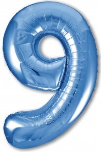 Шар (40''/102 см) Цифра, 9 Slim, Синий, 1 шт. в уп.