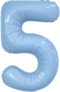 Шар (40''/102 см) Цифра, 5 Slim, Небесный, 1 шт. в уп.