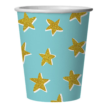 Стаканы (250 мл) Звездочки, Голубой, 6 шт.