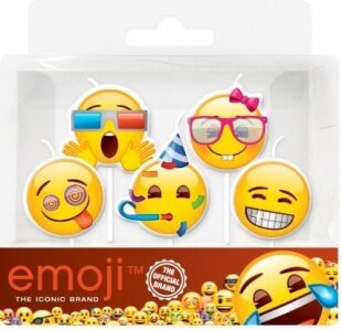 Свечи Круг, Смайл, Emoji, Вечеринка, 6 см, 5 шт.