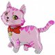 Шар (13''/33 см) Мини-фигура, Милый котенок, Розовый, 5 шт.