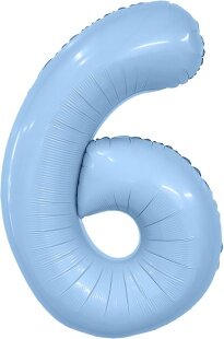 Шар (40''/102 см) Цифра, 6 Slim, Небесный, 1 шт. в уп.