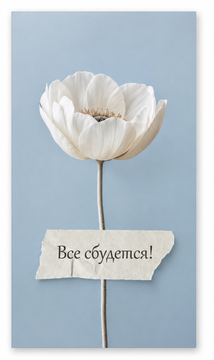 Конверты для денег, Все сбудется! (белый цветок), 1 шт.к