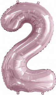 Шар (34''/86 см) Цифра, 2 Slim, Светло-розовый, 1 шт. в уп.